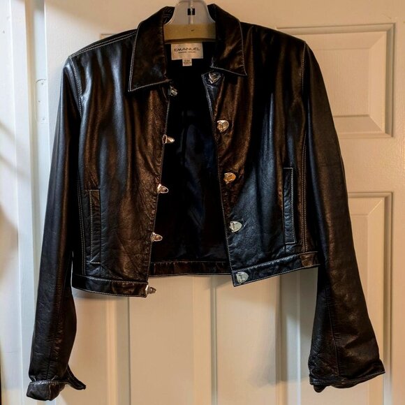 Emanuel Ungaro Jackets & Blazers - Emanuel Ungaro Women's Genuine Leather Black Jacket,  Size 6